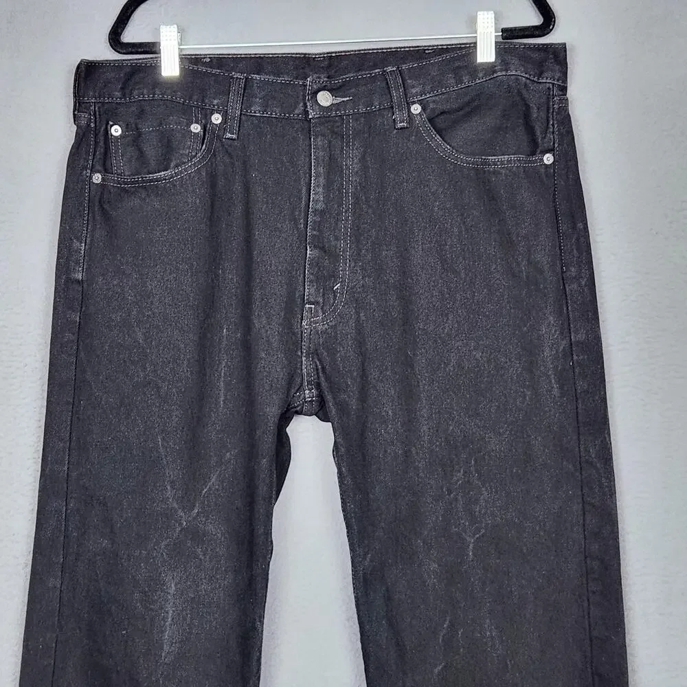 Levi's 505 Jeans Mens 38x30 Black Straight Leg Regular Fit Zip Fly Red Tab
